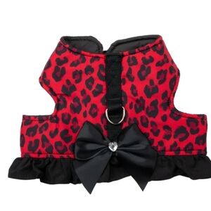 Christian Siriano, Dog Harness, Animal Print Dog Harness Dress, Red, S